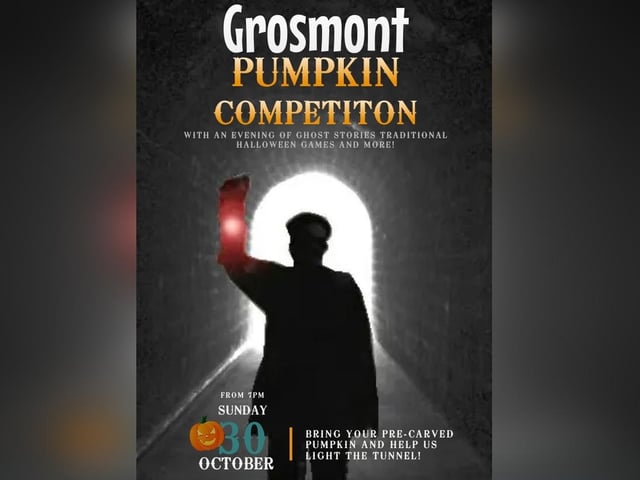 Grosmont is holding a pumpkin competition and ghost stories, Halloween games and more, on October 30, 7pm at the old tunnel in the village.