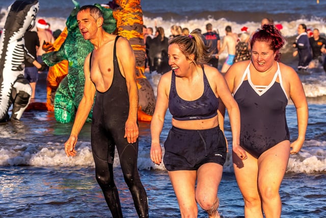 Bathers enjoy the Whitby Lions' Boxing Day Dip.