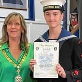 Aiden Phillip with his Filey Mayor's Cadet certificate.