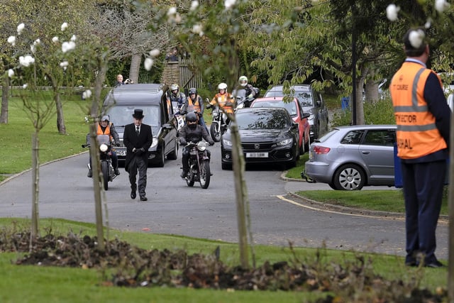 Motorbike riders accompanied the funeral cortege
