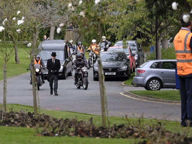 Motorbike riders accompanied the funeral cortege