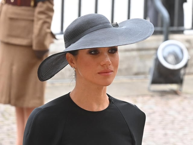 Meghan, Duchess of Sussex arrives at Westminster Abbey. (Photo by Geoff PUGH / POOL / AFP) (Photo by GEOFF PUGH/POOL/AFP via Getty Images)