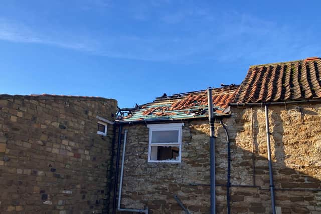The fire has damaged the roof of the building