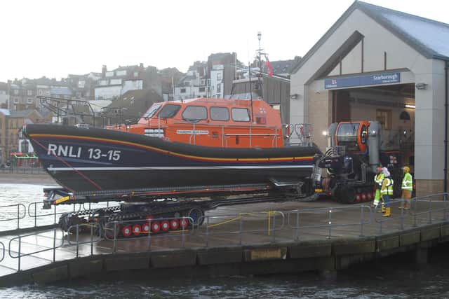 Scarborough ALB Frederick William Plaxton Local Operating Procedure (LOP) Slipway Launch. March 2023. Credit: RNLI/ Nick Gough