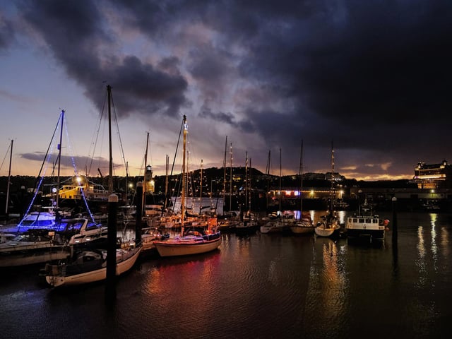 Christmas Lights on the boats in Scarborough Harbour