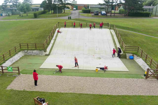 Grass ski-ing at East Barnby outdoor centre, near Whitby.