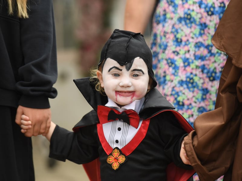 A mini Count Dracula makes an appearance in the fancy dress parade. photo: Gerard Binks
