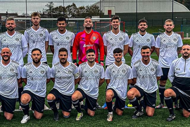 Edgehill, in their kit sponsored by Metcalf Accountancy, won 6-0 at home to Dringhouses