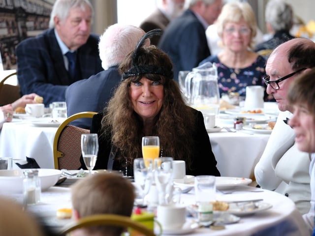 Deputy Mayor Janet Jefferson having afternoon tea.