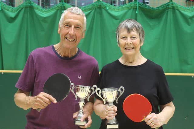 Roy Hill, left, and Tina Crockford, as Australia, were runners-up in the International Doubles event. PHOTOS: TONY WIGLEY