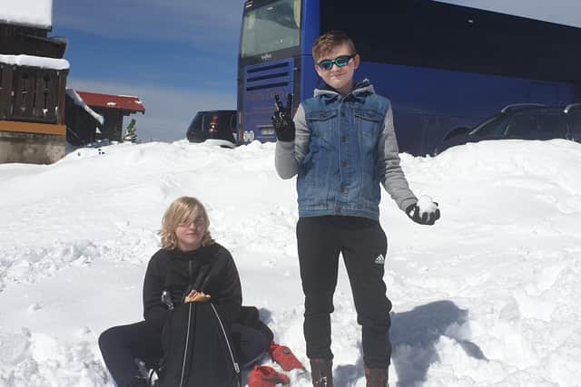Fun in the snow during the Caedmon trip to France.