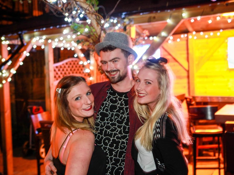 Emma, Zak & Emily-Jo enjoying the atmosphere in The Courtyard