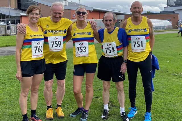 The Scarborough AC runners line up at Acklam.