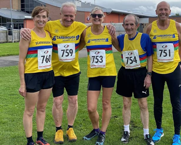 The Scarborough AC runners line up at Acklam.