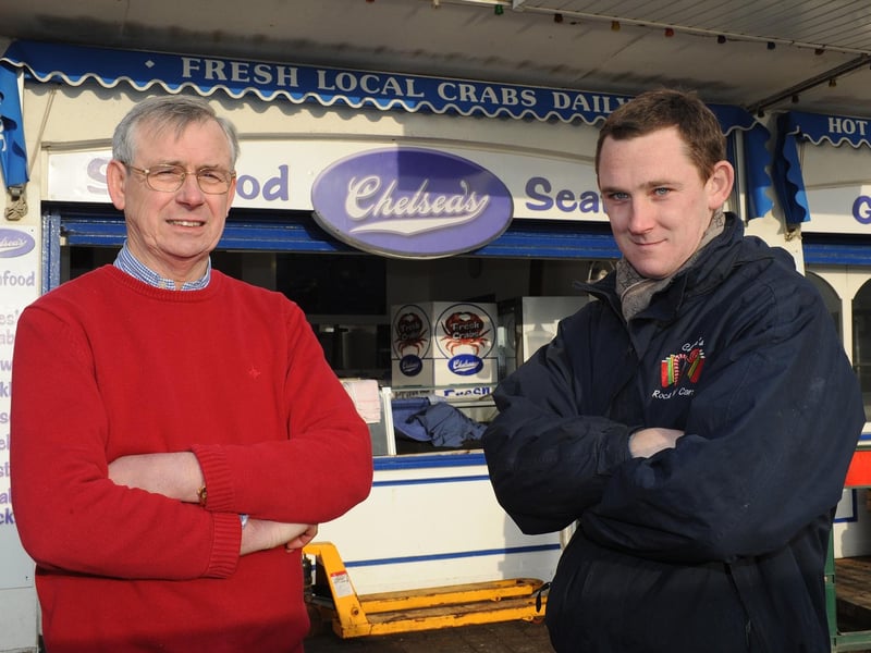 Chelsea's on Bridlington Harbour. Pictured are John and Edward Chapman.