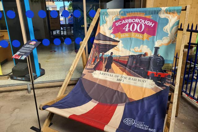 Scarborough 400 deck chair at Scarborough Railway Station. Courtesy Anttonit Numminen, LDRS.