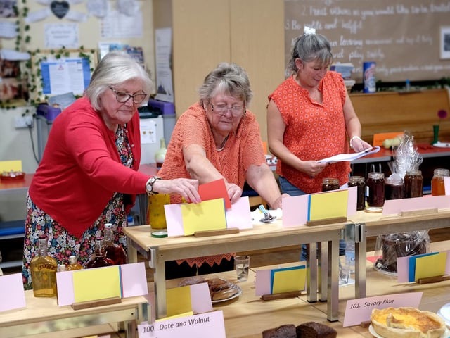 Judging and checking the entries.