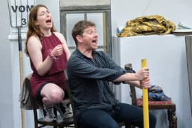 Lucy Keirl and Niall Ransome in rehearsal for The 39 Steps
