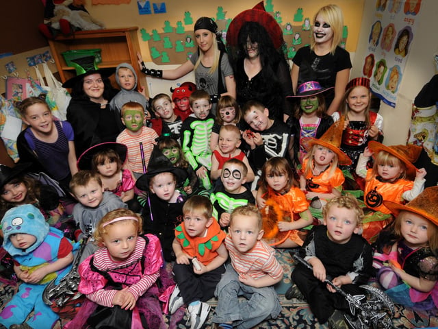 Buttercups Day Nursery Halloween Party... Staff and tots pictured at the party. 094488b photo: Kevin Allen