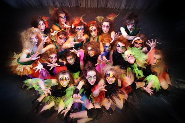 The Shannon Irish Dancers junior and senior show team in 2008, in their spectacular costumes and make-up for their dance 'Away With The Fairies', which they performed at a show at the YMCA Theatre, and also at the Birmingham International Tattoo, held at the National Indoor Arena.