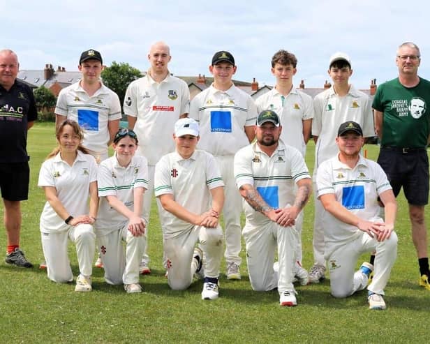 Whitby 3rds, are, back, from left, Guy Blake (Captain), Charlie Parker, Tom Beeforth, Matthew Sharpe, Zane Swales, Logan Smith, Quentin Jones (scorer); Front, from left, Josie Groark, Holly Middlemiss, Zac Allardice, Darren Pritchard and Kieran Purvis. Photo by Brian Murfield