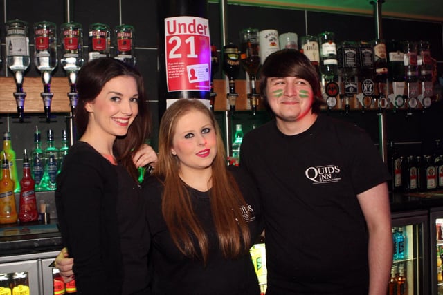 Helen, Holly and Keown serving the punters in Quids Inn.