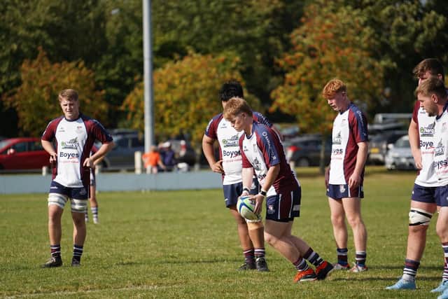 Scarborough RUFC's Ollie Carroll kicking v Malton on September 14 2024. PHOTO BY CHARLIE HOPPER
