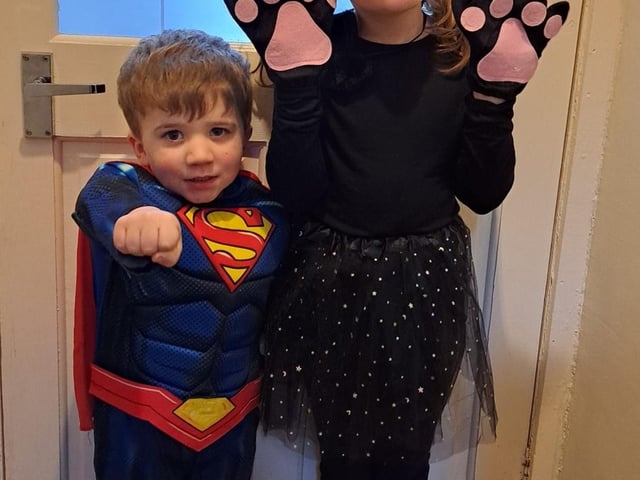 William and Elsa as Superman and Cat, sent in by Robert Winspear.