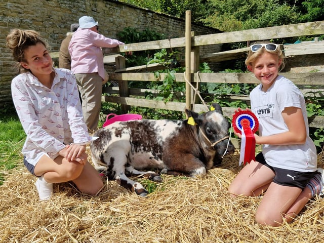 Ella and Rhona Brown from Presbytery Farm, Ugthorpe with Champion Beef Calf, Delilah