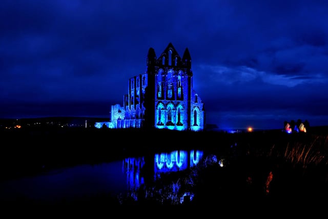 The blue light shining on the abbey matches the eerie sky.
picture: Richard Ponter