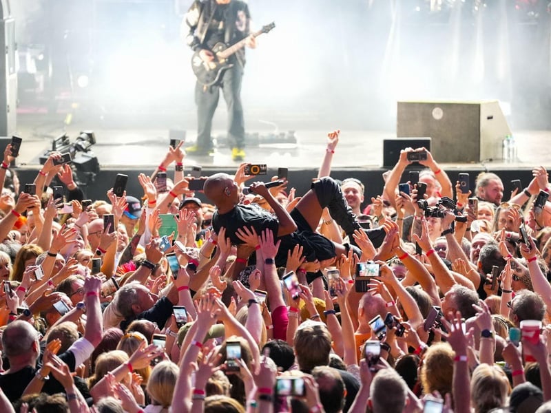 Skin jumped down into the audience and crowd surfed!