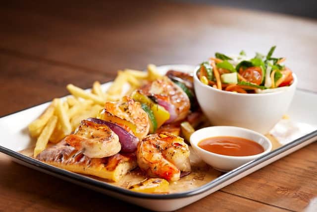 The prawn and vegetable skewer is on the new menu.