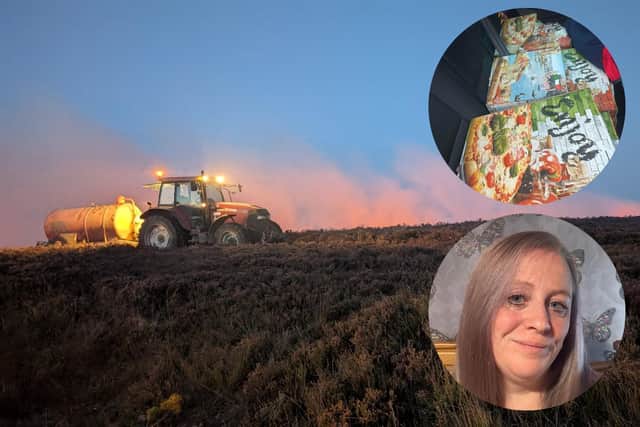 Amy Cockrem initially planned to raise £100 to help farmers (Background Image Thirsk Fire Station)