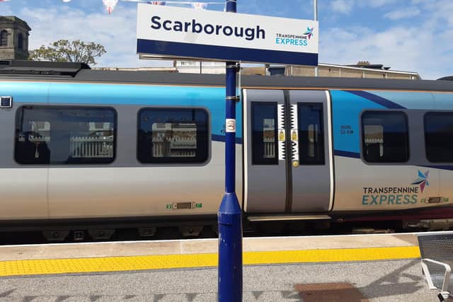 A Transpennine Express train at Scarborough Railway Station