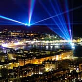 Spectacular laser show lights up Scarborough.
picture: Richard Ponter