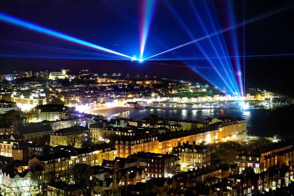 Spectacular laser show lights up Scarborough.
picture: Richard Ponter