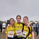 The Bridlington trio line up at the National Cross Country Relays