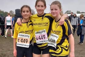 The Bridlington trio line up at the National Cross Country Relays