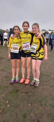 The Bridlington trio line up at the National Cross Country Relays