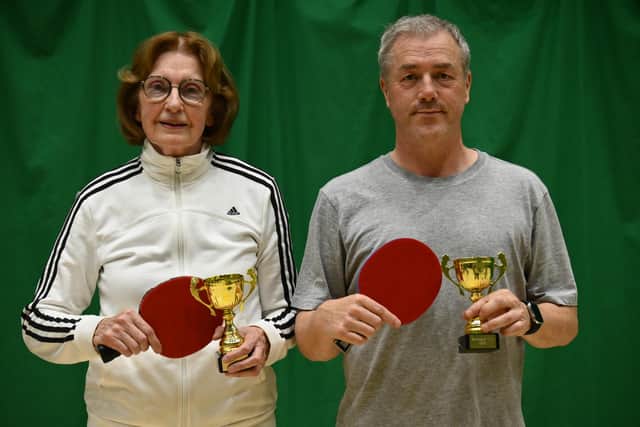 Bridlington Table Tennis League Division Two Doubles winners Delphine Kaye and Mike Roebuck. Photo by Tony Wigley