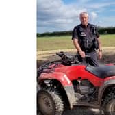 Rural Task Force Sgt Mark Earnshaw with a quad similar to the one stolen