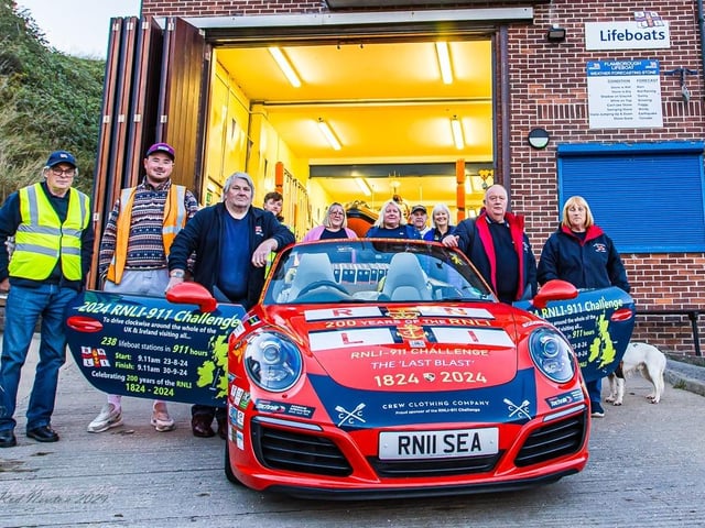 Flamborough RNLI crew and volunteers with the beautiful vehicle.