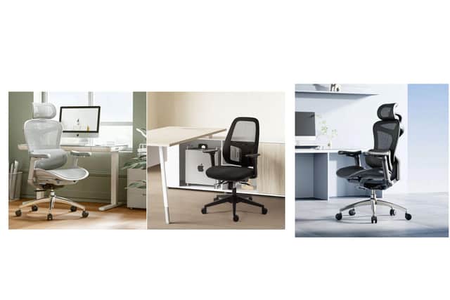 From left to right - The SIHOO Doro C300 Ergonomic Office Chair, The AutoFull M6 Ultra 2.0 gaming chair, and The Boulies OP180 ergonomic desk chair.