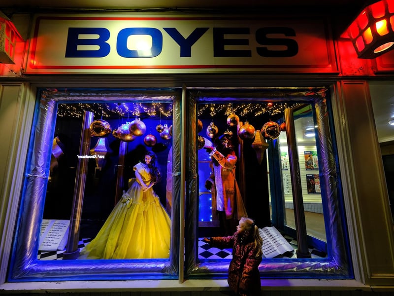 Boyes Christmas window display.