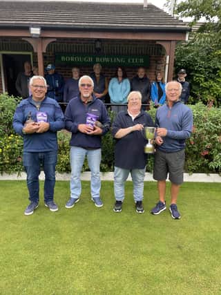 Borough members looking on as the finalists receive their prizes at the Nalton Pairs.