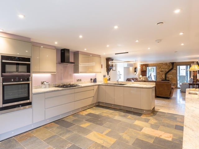 The high spec, open plan kitchen with family space and diner.