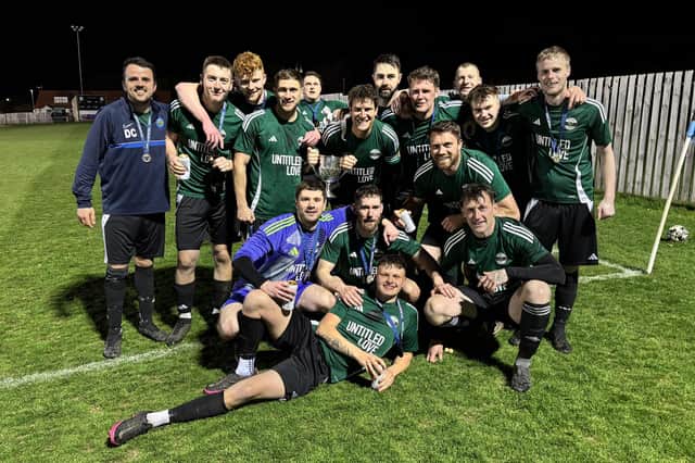 Zac Hansen hit a hat-trick as Ayton beat league champions Wombleton 5-2 in the Victory Cup final. Photo by Andy Stanton