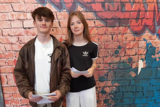 Eskdale School students get their GCSE results, Guy Carr and Milly Marr.