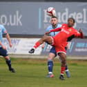 Glen Sani in action for Brid Town during their final home league game of the season, a 2-1 loss to Ossett United. PHOTOS: DOM TAYLOR