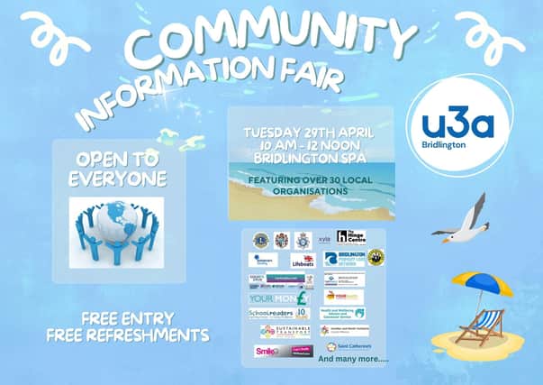 Bridlington u3a is hosting a Community Information Fair at Bridlington Spa.